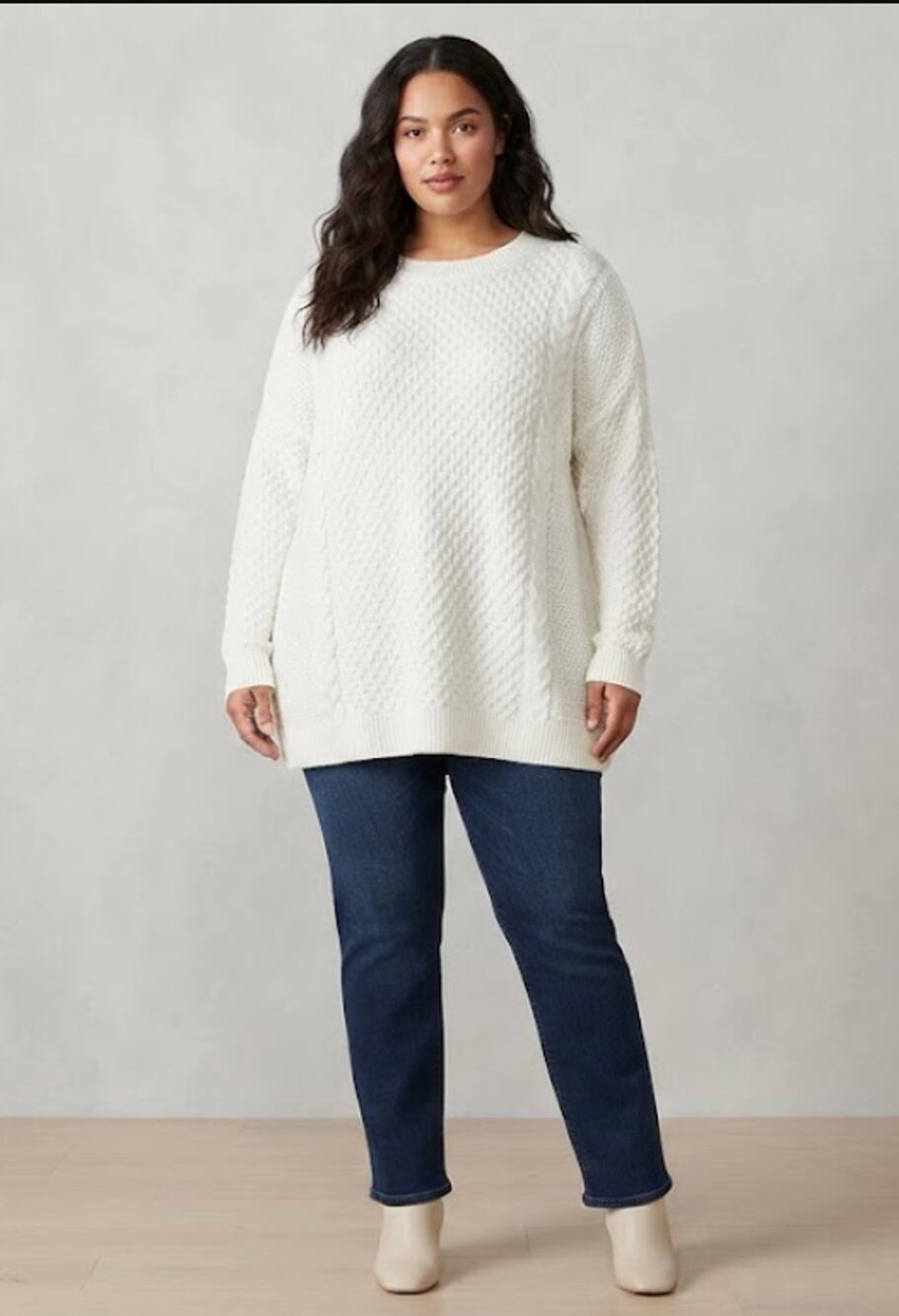 Croft Barrow oversized white textured knit sweater NWT Plus size 4X